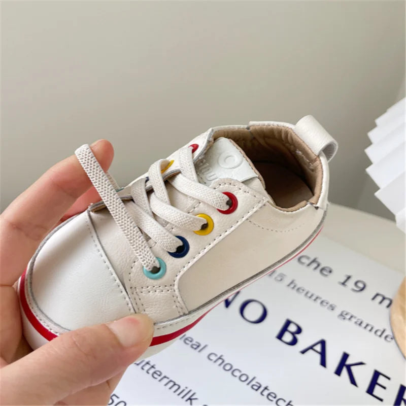 Spring/Autumn Baby Shoes Leather Toddler Boys Barefoot Shoe Soft Sole Girls Outdoor Tennis Fashion Little Kids Sneakers
