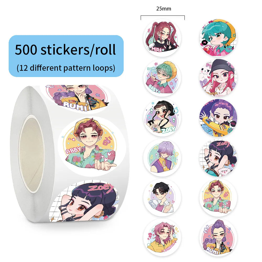 500Pcs Tiger Theme Anime KPop Stickers Roll DIY Waterproof Decals for Scrapbook Phone Luggage Skateboard Laptop Decor