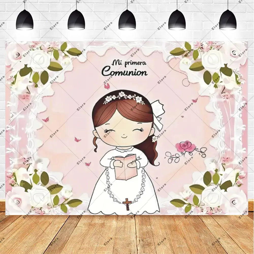 My First Communion Theme God Bless Boy Girls Party Decoration Supplie Grail God Bless Baptism Christening Baby Shower Background
