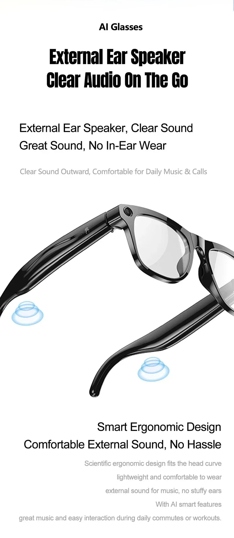 Lenovo 8K 4K AI HD Shooting Smart Glasses Multifunctional Camera Bluetooth Call Music VoicePlayer Translate Photochromic Glasses