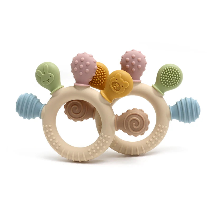 Baby Silicone Ring Teether – BPA-Free Sensory Chew Toy for Teething Relief (0–12 Months) - I YAN