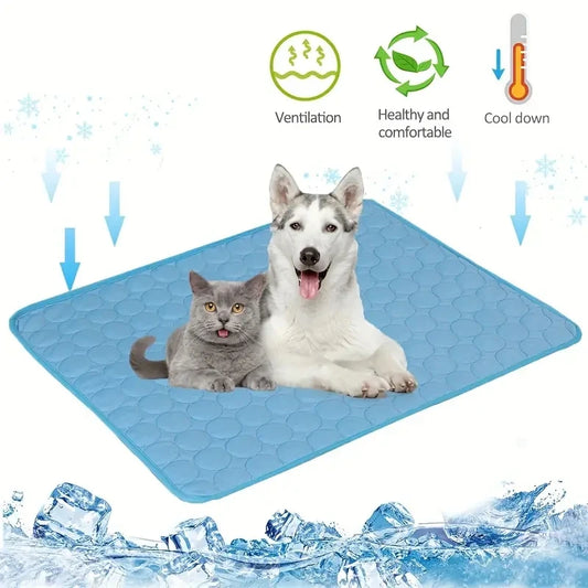 Large I YAN dog cooling mat with icy surface, suitable for small and big dogs, pet cooling bed on sofa with durable blanket.