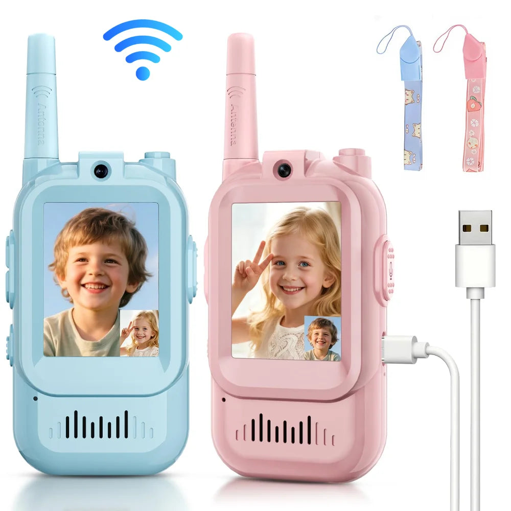Video Walkie Talkies for Kids 2 Pack Rechargeable Toddler Toys  for Indoor Camping Travel  Birthday Gfits for Kids Ages 3-12