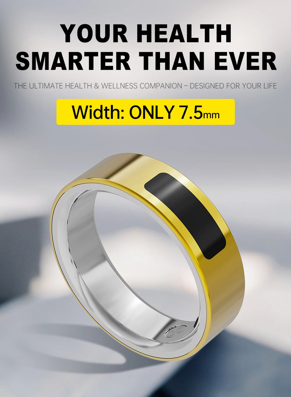 Smart Ring with Vibration Reminder, Call & Message Notification Ring, Silent Alerts, Health Tracking, Stress & Heart Rate