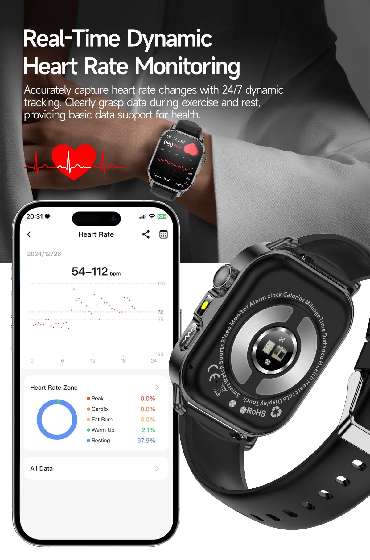 2026 New ECG + PPG Smart Healthy Diagnosis Surveillance Women Body Analysis Blood Pressure Lipid Uric Acid Health SmartWatch Men