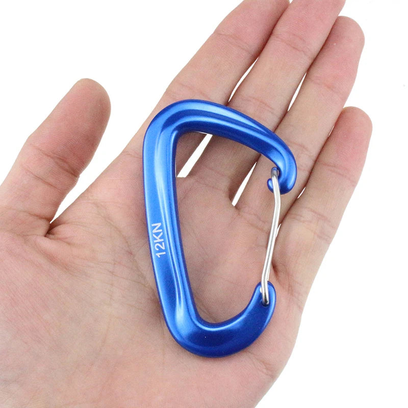 12KN Small Climbing Carabiner D-Shape Mountaineering Buckle Hook Safety Lock Outdoor Camping Hiking Key Chain
