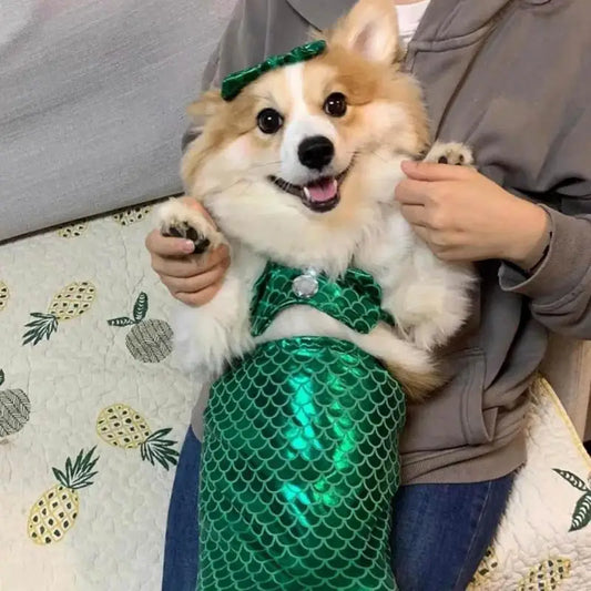 Cat Mermaid Tail Sequin Mermaid Tail Clothes For Halloween Cat Fishtail Dress-Up Comfortable & Soft Dog Outfit Funny Pet