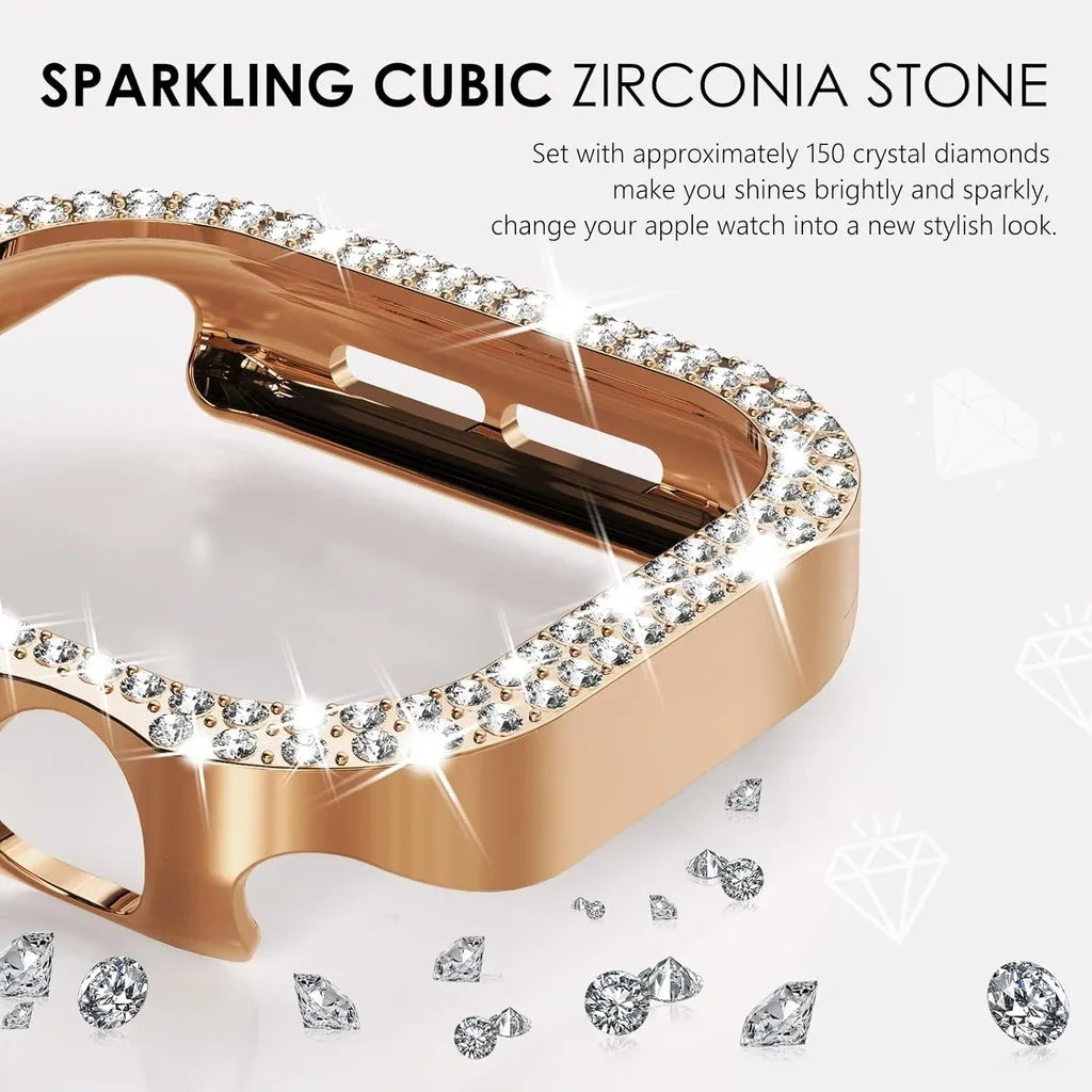Bling Diamond Hollow Case for Apple Watch 46mm 42mm 40mm 41/44/45/49/41mm for iWatch Series 11 10 9 8 7 6 5 4 3 Protector Cover - I YAN