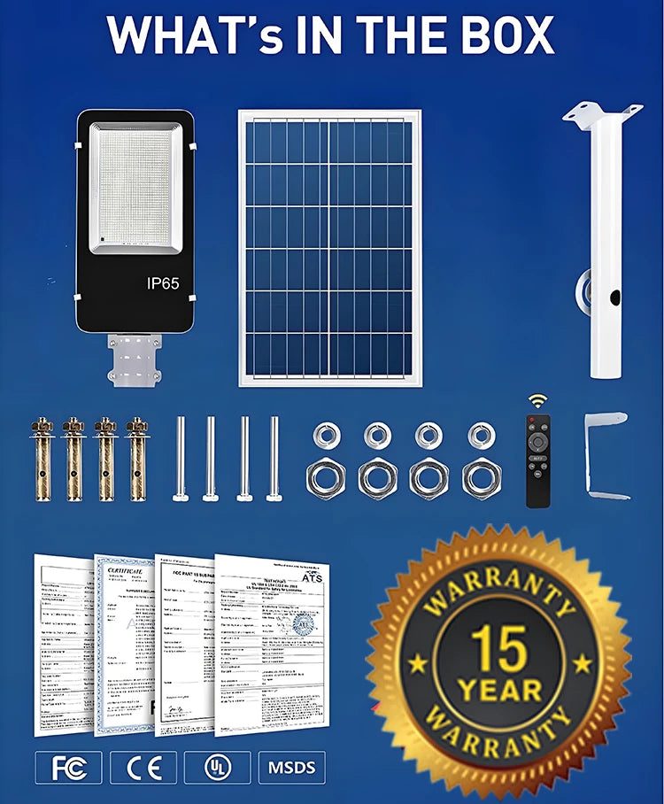 Led Outdoor Solar Street Lamps With Remote Control Energy Saving Ip65 Waterproof 30000mah Waterproof Automatic Dusk To Daw