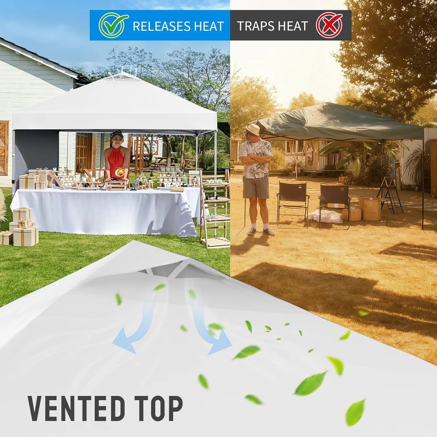 10x10 Pop Up Canopy with 1 Side Wall - Beach Tent with One Push Setup - Outdoor Sun Shade for Events, Parties, Customized