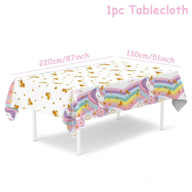 Unicorn Party Disposable Tableware Plates Napkin Rainbow Unicorn Birthday Party Decor Kids Birthday Party Supplies Baby Shower