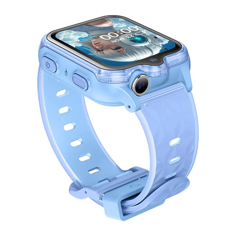 Wonlex KT42 kids smartwatch with GPS, dual camera, and video call features, showing the device with screen and buttons.