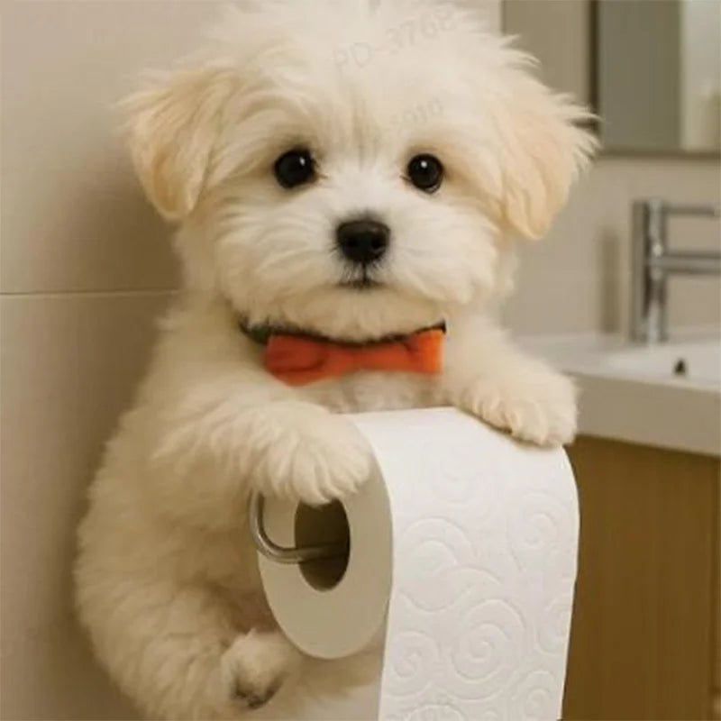 New Crafts Statues Home Decor Cute Dog Tissue Holder Toilet Paper Holder Resin Decorations Pendant
