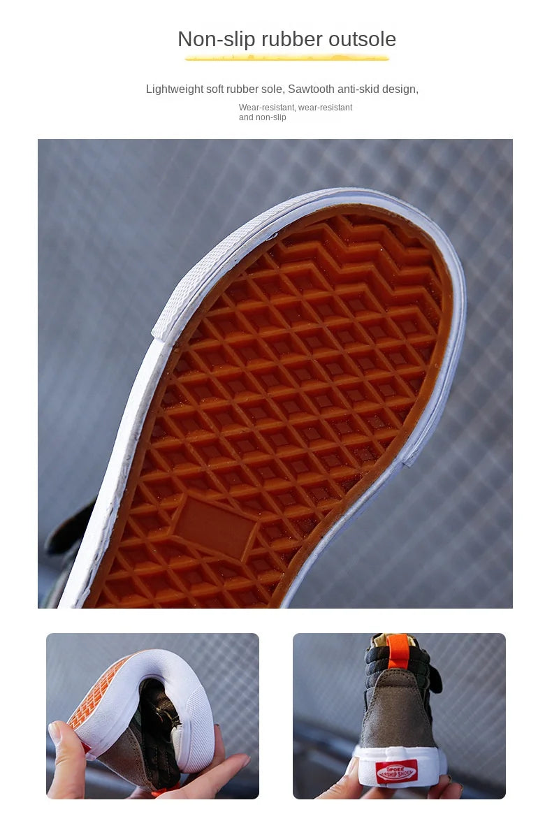 Spring Autumn Canvas Board Shoes Children Camouflage Flat Bottom Casual Shoes Boys Girls High Top Breathable Kid Sprint Sneakers