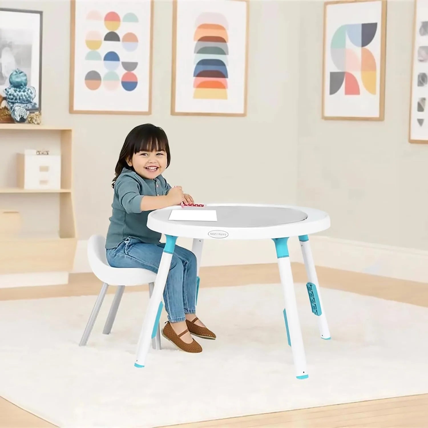 Baby activity center by I YAN with detachable toys and a 360-degree rotating seat for toddler development and entertainment.
