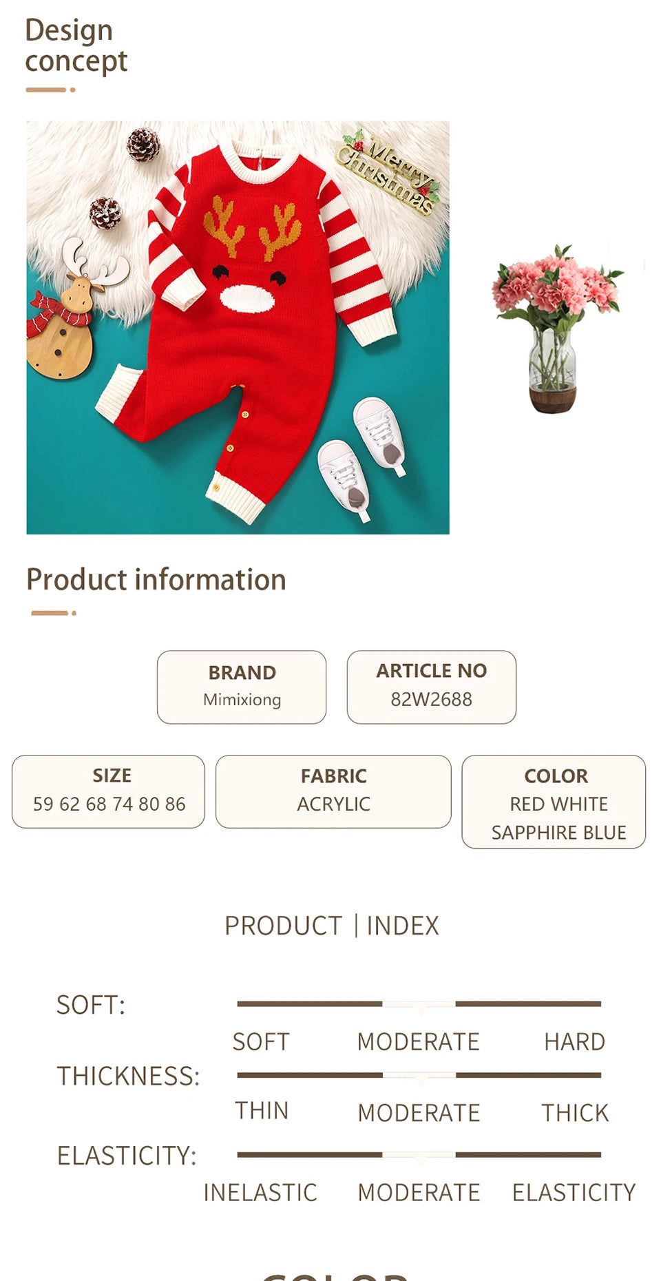 Baby Unisex Rompers Winter Christmas Reindeer Knitted Newborn Boys Girls Long Sleeve Jumpsuits One Pieces Infant Playsuits 0-18m