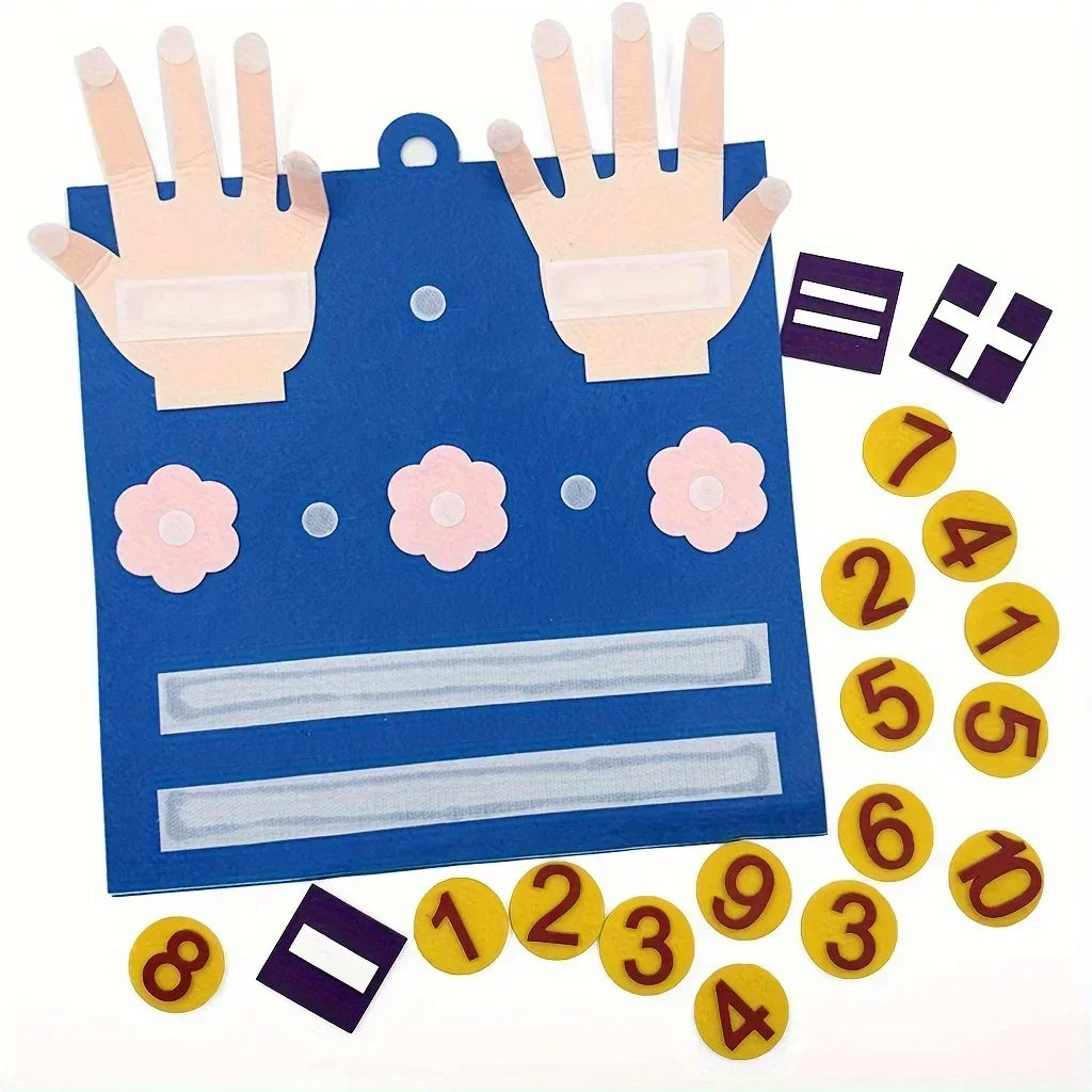 Two felt finger number toys for kids, I YAN brand, used for early math learning and counting development, ideal Christmas gift.