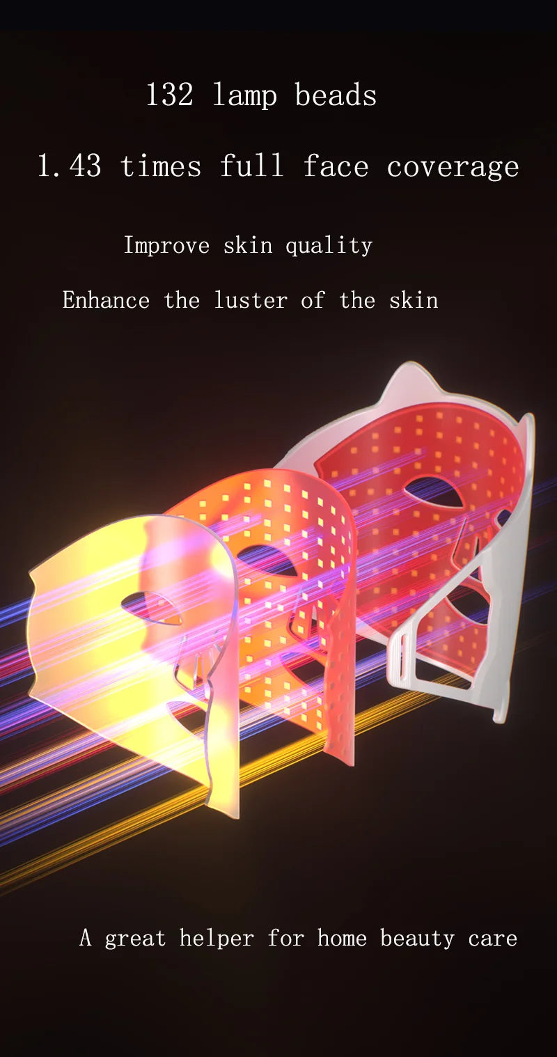 LED Beauty Mask Red Blue Light Home Skin Rejuvenation Device Brightens Skin Tone Improves dull Oily and Acne-prone Skin Care