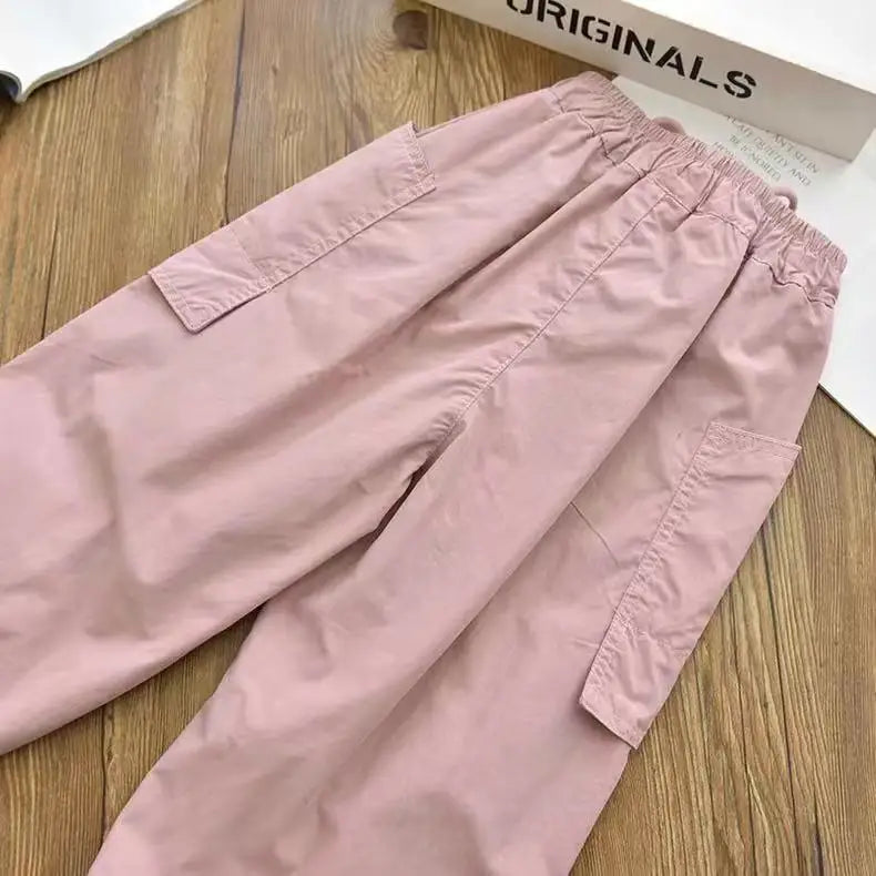 Autumn Clothes Fashionable Kids Cargo Joggers Elastic Ankle Pants Casual Trousers Light Breathable Summer Trendy Outfit