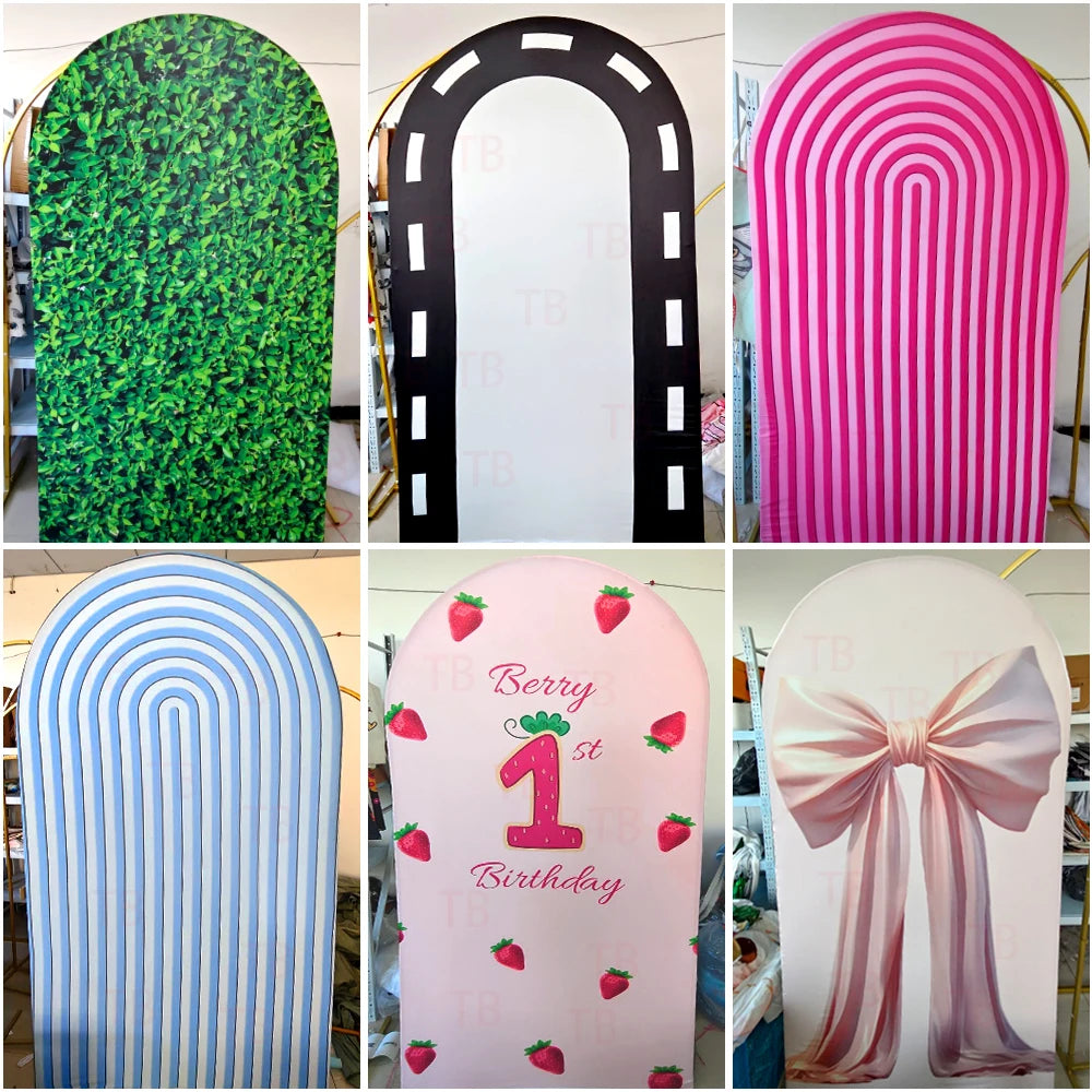Fairy First Birthday Arch Backdrop Cover Kids Party Decor Whimsical Fairy Baby Shower Photography Background Wall Elastic Fabric