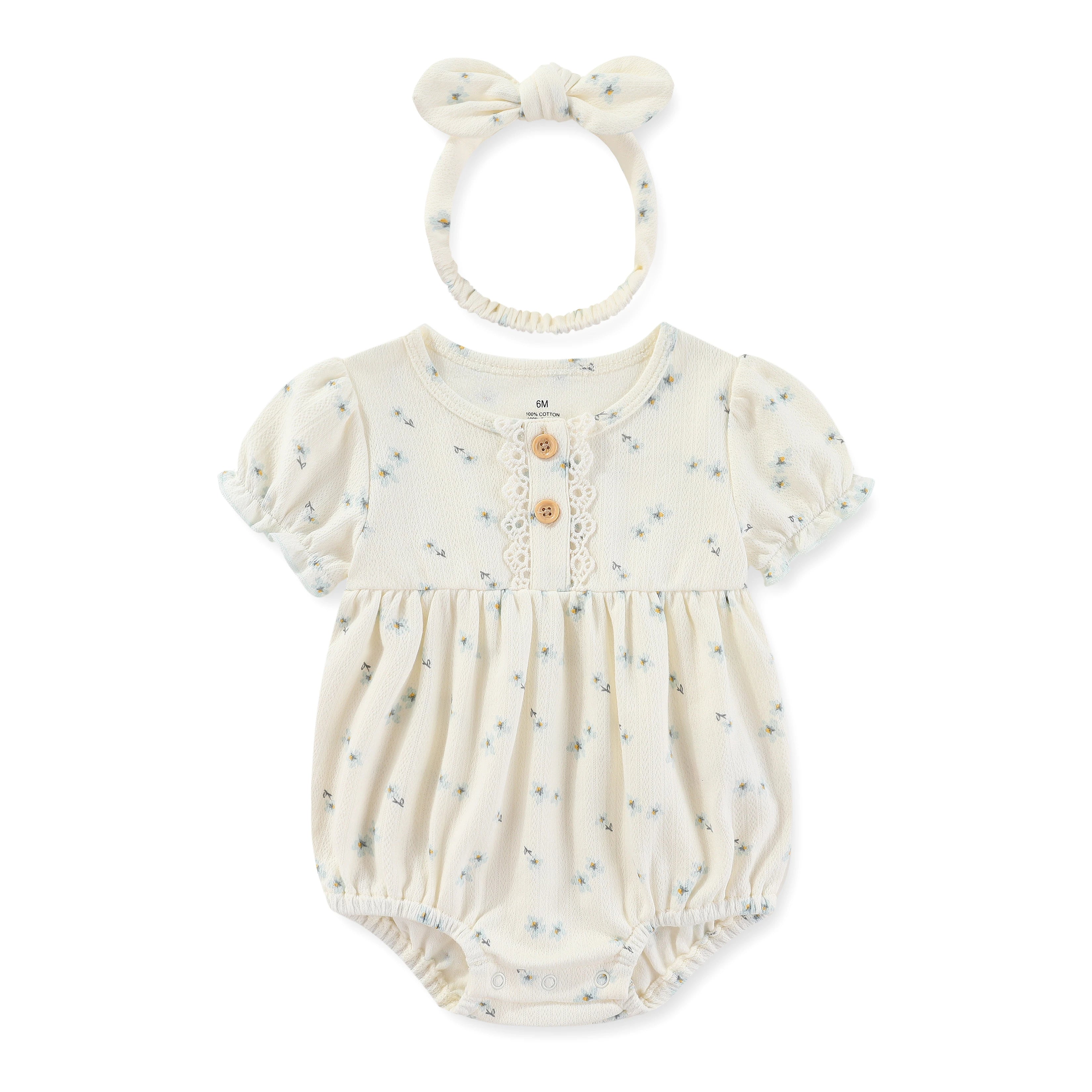 Baby Girl Clothes Sets Cotton Bodysuit +Headband Short Sleeve Newborn Baby Girl Jumpsuit Summer Solid Color 6-24Months Bebes