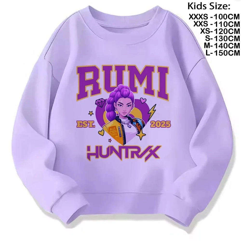 Movie Fans Gift Hoodie Girls Kids Huntrix Kpop Demon Hunters Children's Sweatshirt Cute Tiger Harajuku Hoody for Boys Girls