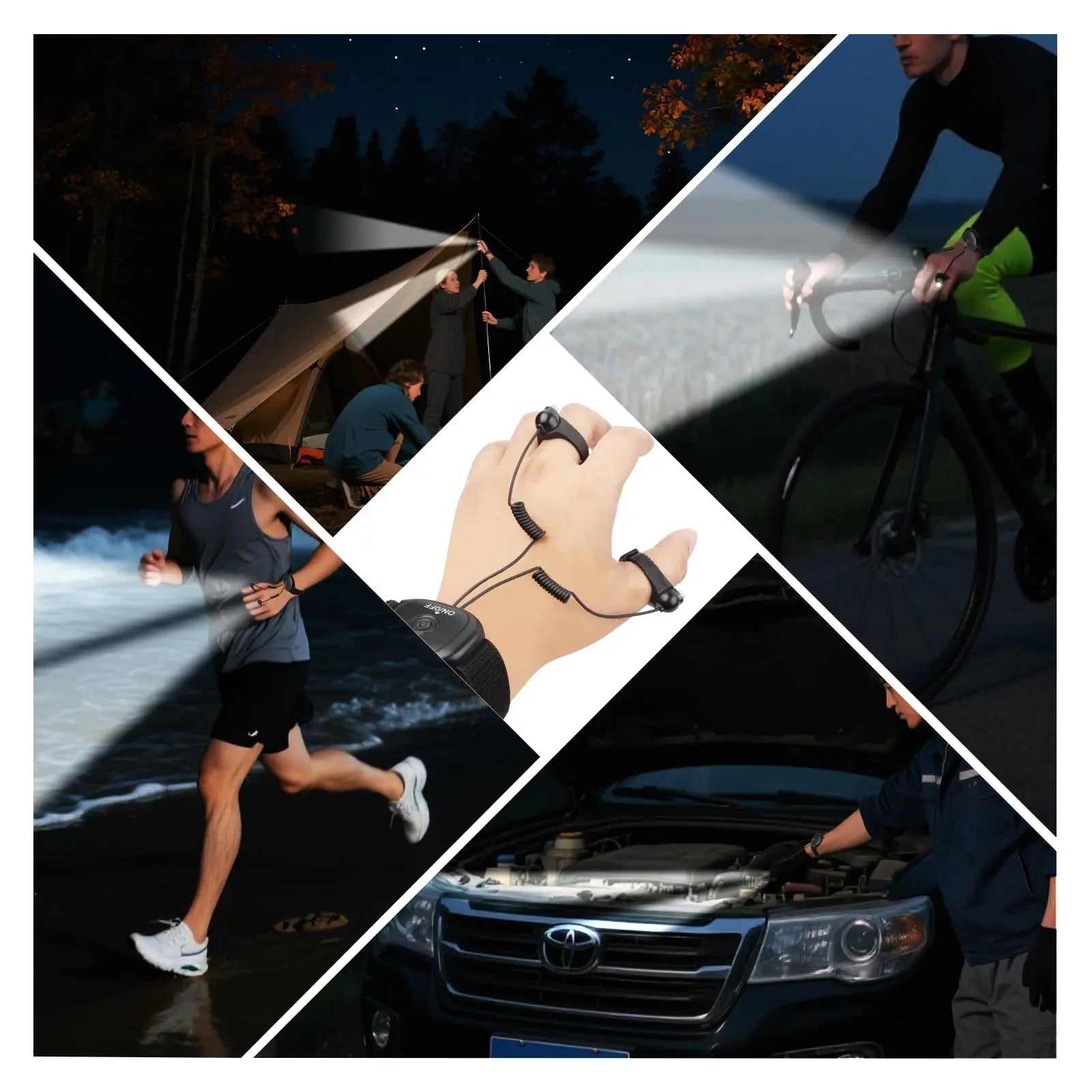 Led Rechargeable Flashlight Lighted Gloves for Men Gadgets with Finger on Fingertips Outdoor Camping Essentials Tools for Fishin