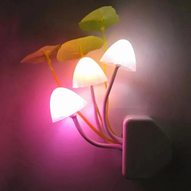 Colorful mushroom night light by I YAN with EU and US plugs, 3 LED colors, sensor, 220V, decorative fungus lamp for bedrooms