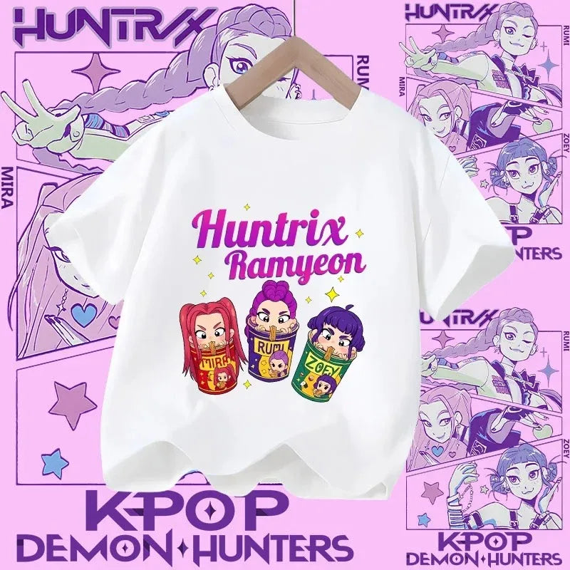 Soft Cotton T-Shirt for Girls  Movie Design Children's Clothing Gifts K-Pop Demon Hunters Fans Fashionable Casual Tops Summer