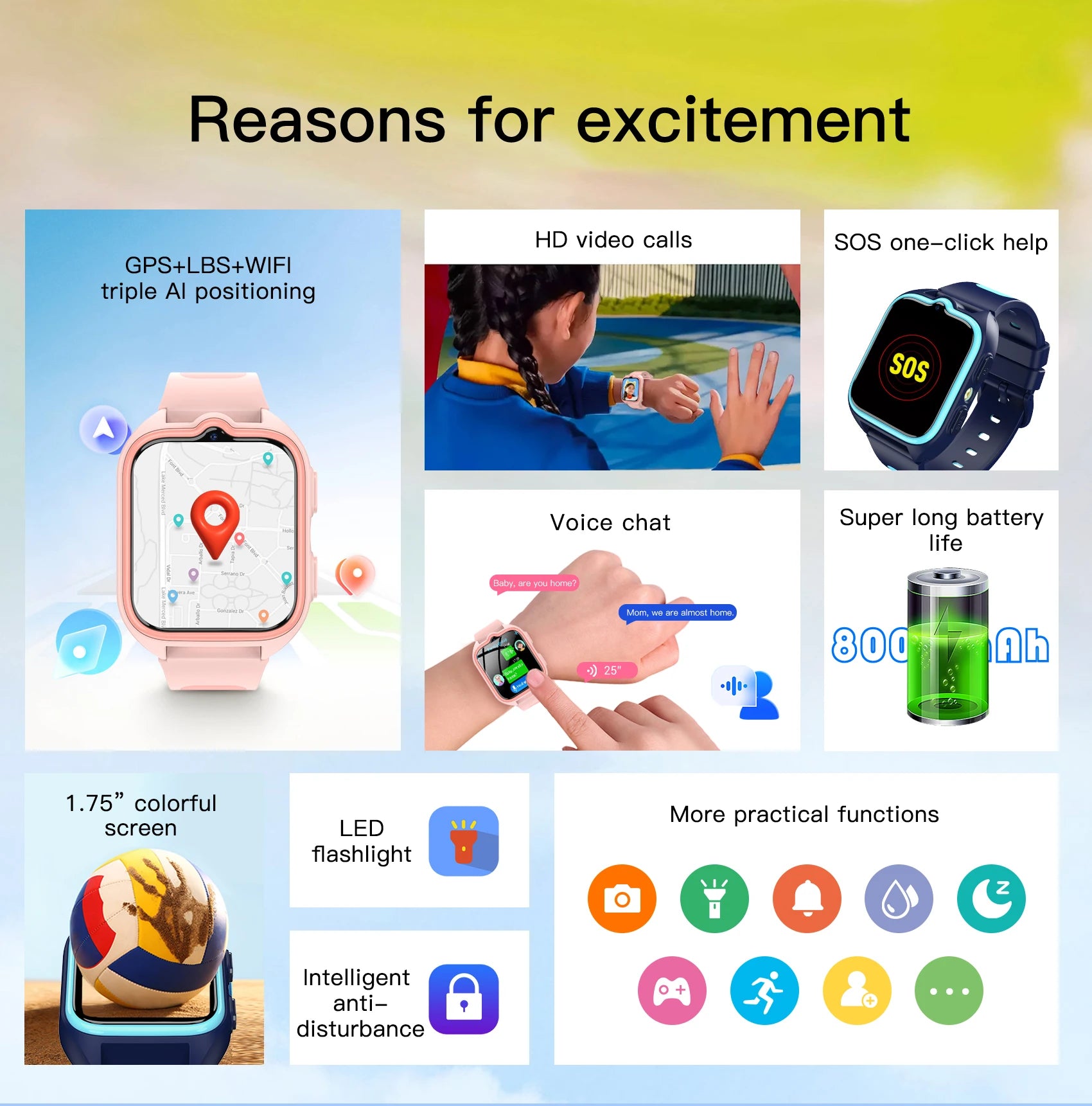 Blackview Z30 kids smartwatch with AI GPS, 4G video call, LBS and WiFi for children’s safety and communication.