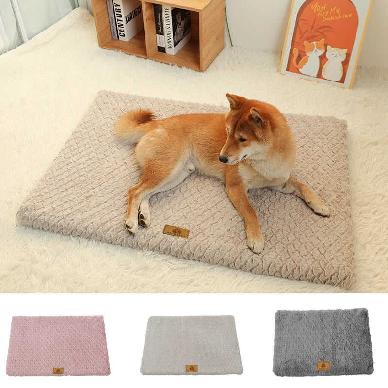 I YAN 3D Foam Orthopedic Dog Bed with washable faux fur cover, waterproof base, anti-slip bottom in M to XXL sizes.