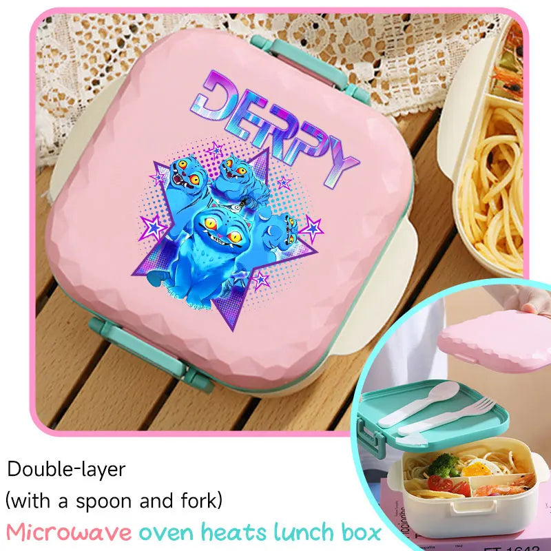I YAN 800ml BPA-free KPop-themed lunch box with spoon and fork, microwave-safe, portable for students and office workers.
