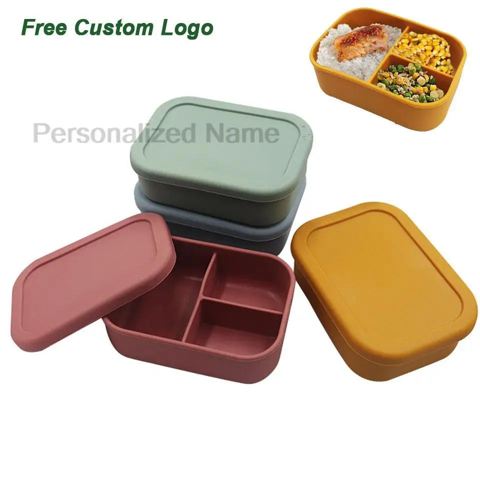 Silicone Lunch Box with 3 Compartments – Leakproof BPA Free Bento Box - I YAN