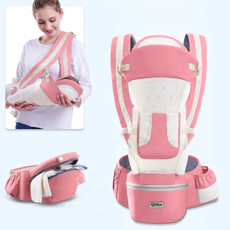 Newborn Ergonomic Baby Carrier Backpack with Hip Seat – Front Facing Kangaroo Wrap for Travel - I YAN