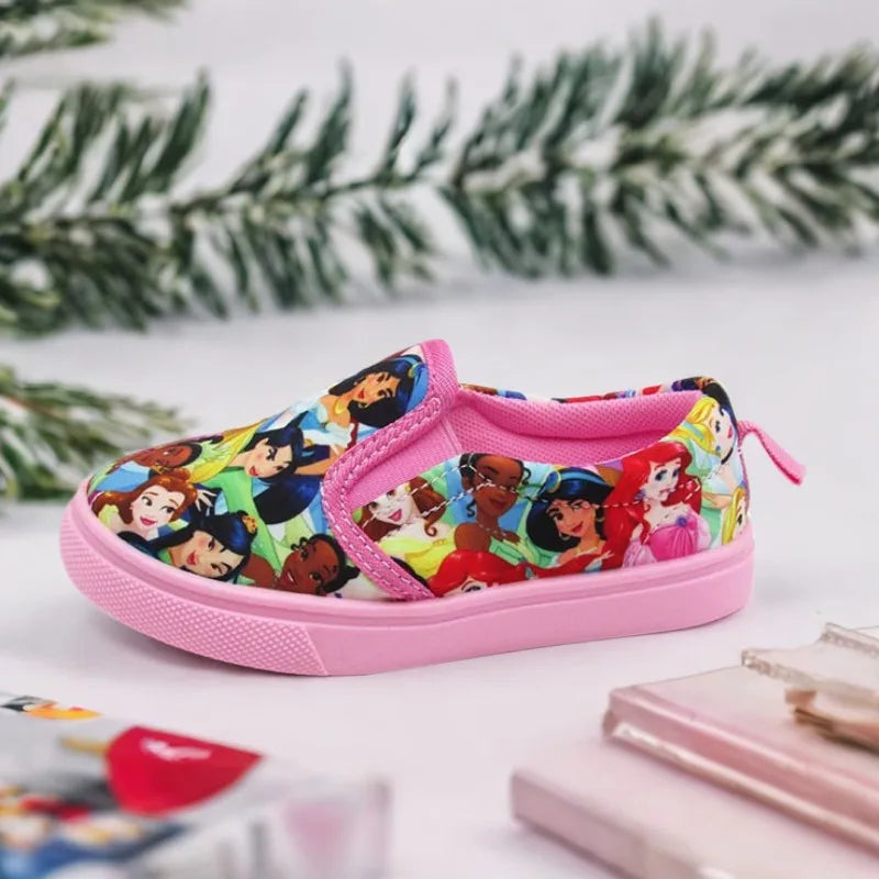 Disney Children's Casual Canvas Shoes Lazy Cartoon Priness Children's Student's Girls' Pink Comfortable Shoes Size 26-31