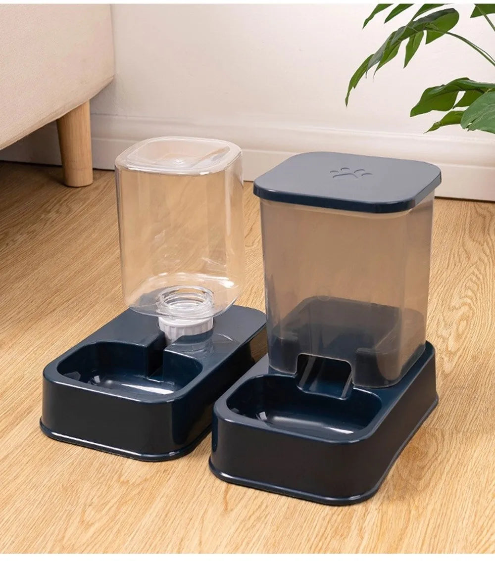 1.2L/1.5L Pet Automatic Feeder Plastic 2 Styles Cat Dog Water Dispenser Feeder Set Large Capacity 3 Colors