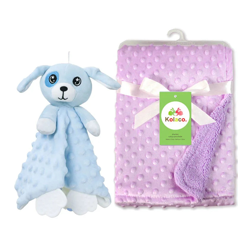 Soft I YAN personalized baby blanket and lovey set with minky dot fabric, perfect for boys and girls, ideal for baby shower gifts.