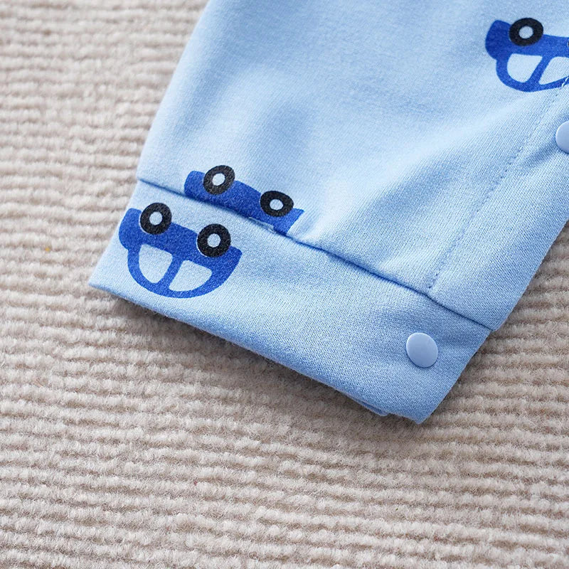 0-36MSpring and autumn newborn animal pattern imitation denim jumpsuit baby boys cotton