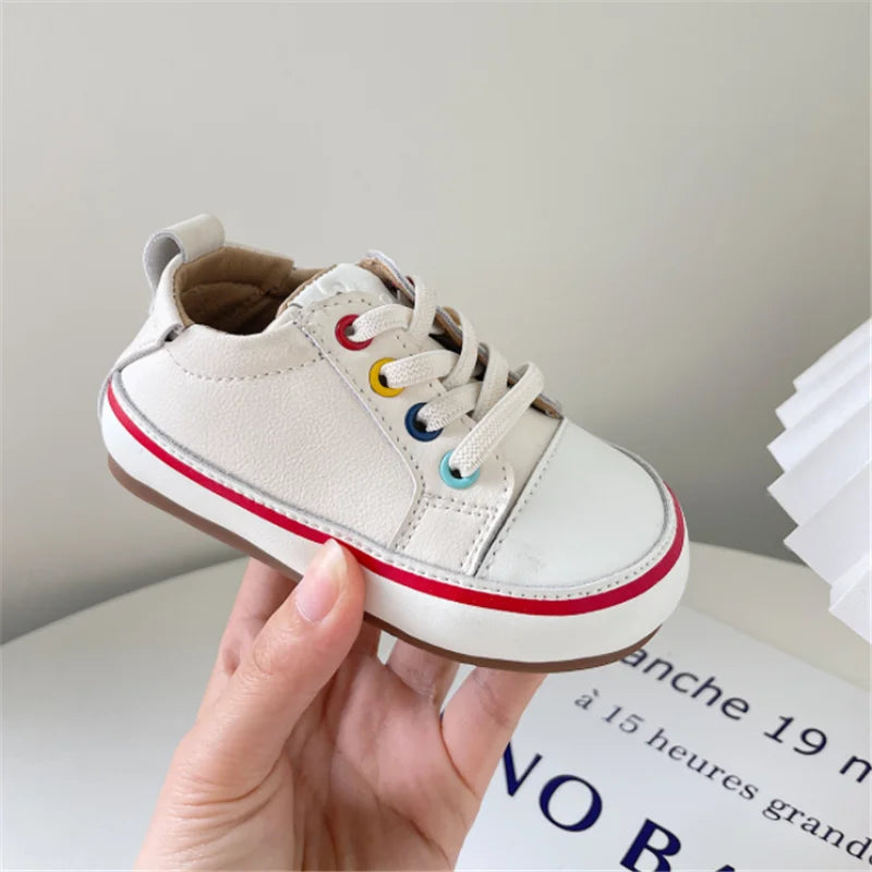 Spring/Autumn Baby Shoes Leather Toddler Boys Barefoot Shoe Soft Sole Girls Outdoor Tennis Fashion Little Kids Sneakers