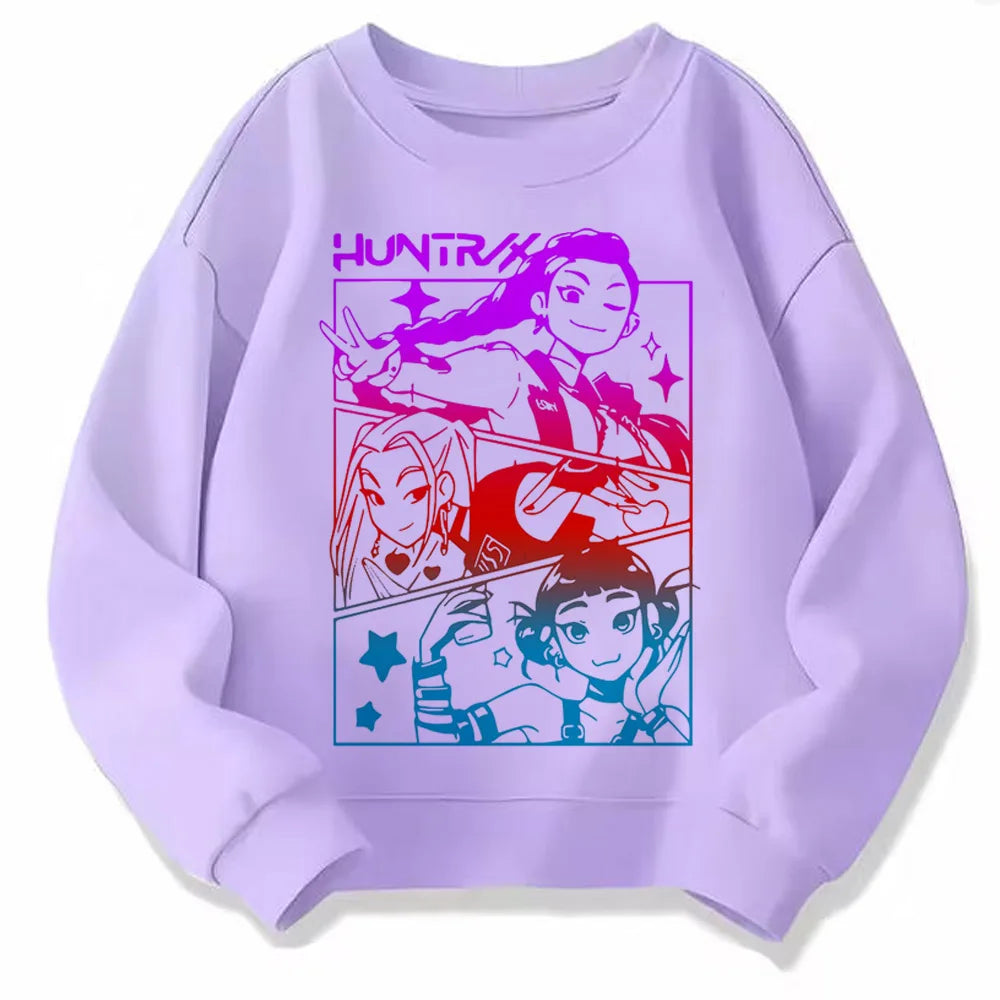 Movie Fans Gift Hoodie Girls Kids Huntrix Kpop Demon Hunters Children's Sweatshirt Cute Tiger Harajuku Hoody for Boys Girls