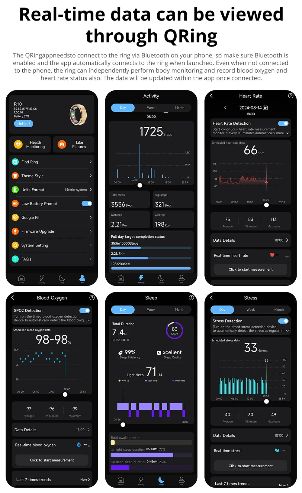 R10 Smart Ring with Charging Case for Men Women, Health and Sleep Monitor, 5ATM Waterproof, Multi-sport Mode