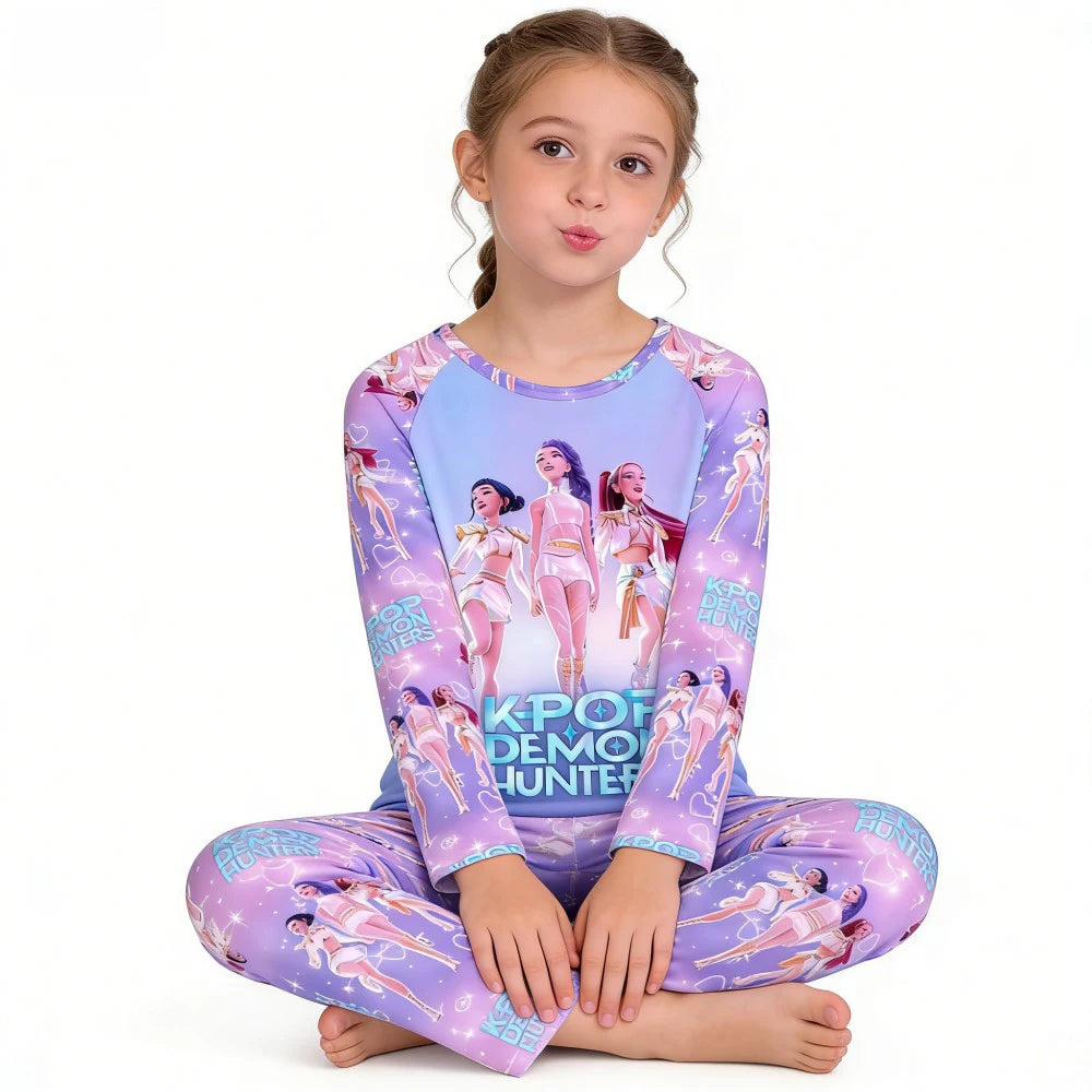 KPop Girls Pyjamas Suit Kids Pajamas Set Long Sleeve Girls Clothing 2pcs Children's Sleepwear Cartoon Boys Nightwear 3-14Y
