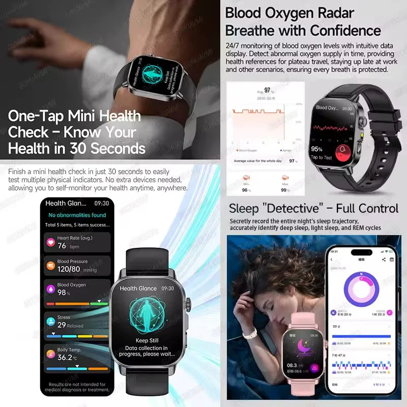 2026 New ECG + PPG Smart Healthy Diagnosis Surveillance Women Body Analysis Blood Pressure Lipid Uric Acid Health SmartWatch Men