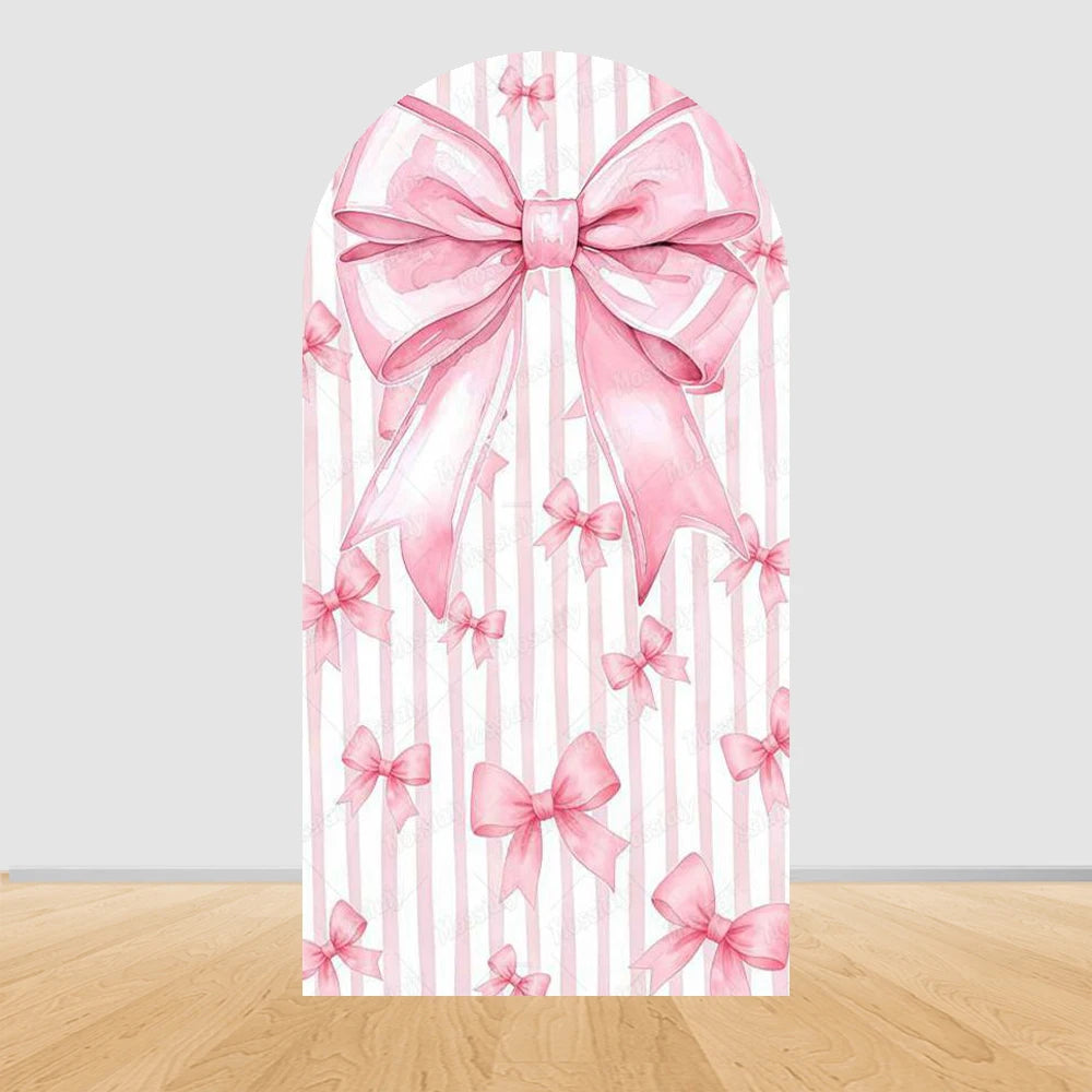 Little Rabbit Pink Flower Bow Baby Girl Birthday Party Arch Backdrop Cover Bunny Baby Shower Arched Photo Background Decor Props