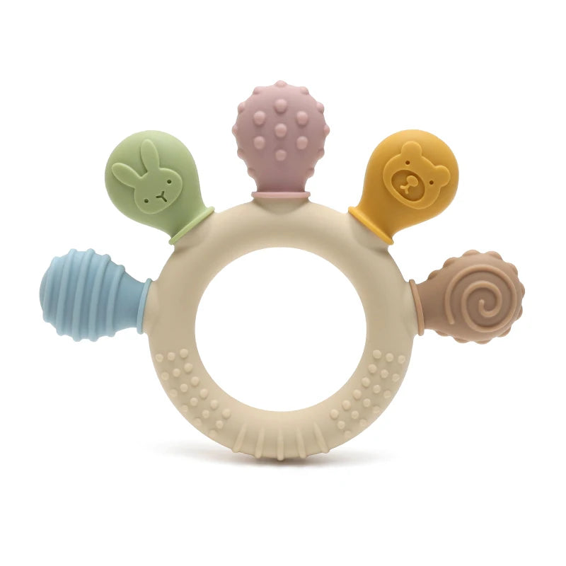 Baby Silicone Ring Teether – BPA-Free Sensory Chew Toy for Teething Relief (0–12 Months) - I YAN