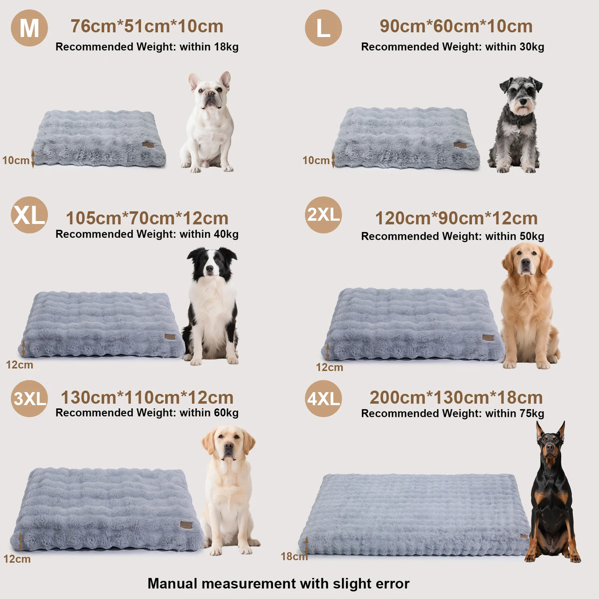Large I YAN Ultra Plush Dog Bed with soft cushion, washable puppy mattress for crates and comfortable pet resting.