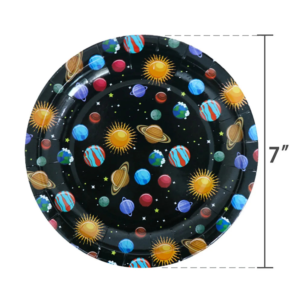 10/50pcs Outer Space Party Tableware Disposable Paper Plates  Space Themed Galaxy Party Kids Birthday Party Decoration Supplies