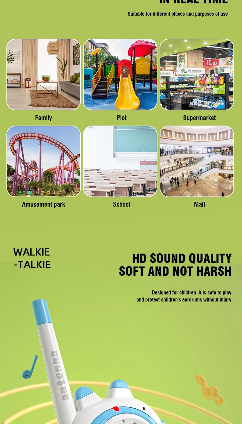 2PC Children's Walkie-talkies Wireless Cartoon Pagers Remote Intercom Outdoor Kids Toys Parent-child Interaction Education Game