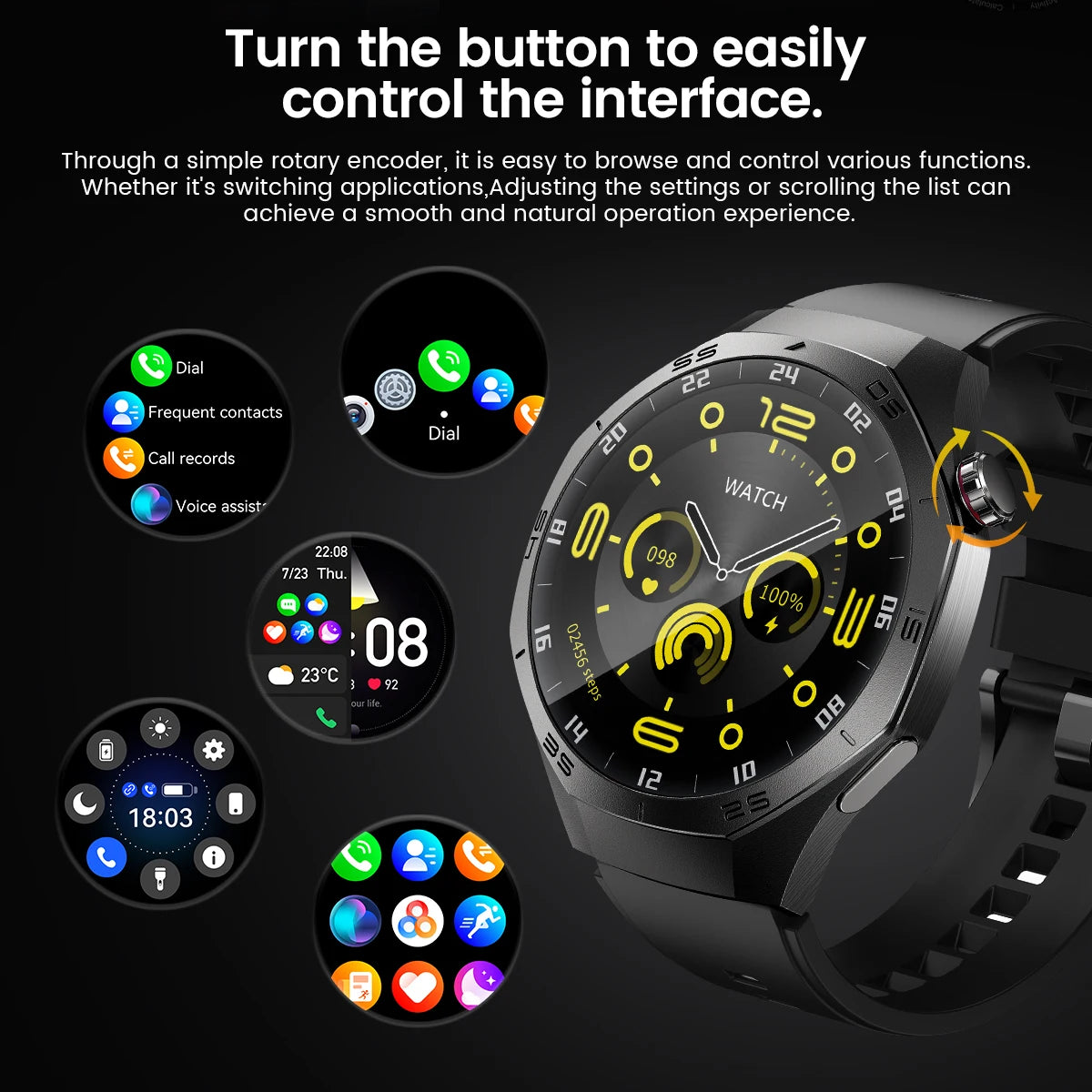 Android and ios Smart Watch Men AMOLED Screen GPS Motion trajectory Heart Rate Bluetooth Calls SmartWatch Waterproof