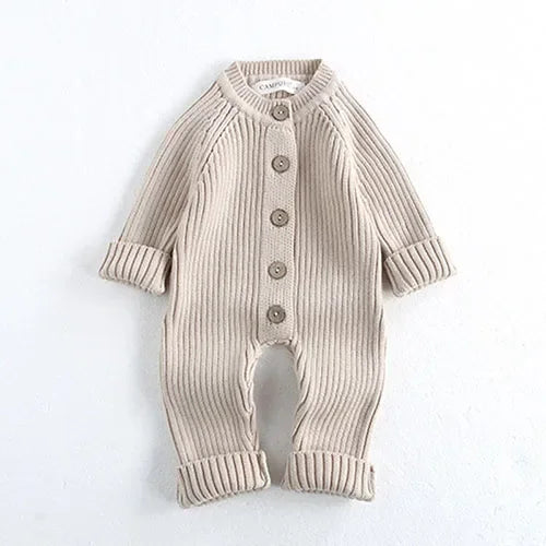 2026 New Spring 0-24M Toddler Baby Boys Girl Knitted Romper Long Sleeved Solid Color Hooded Infant Baby Knitted Jumpsuit